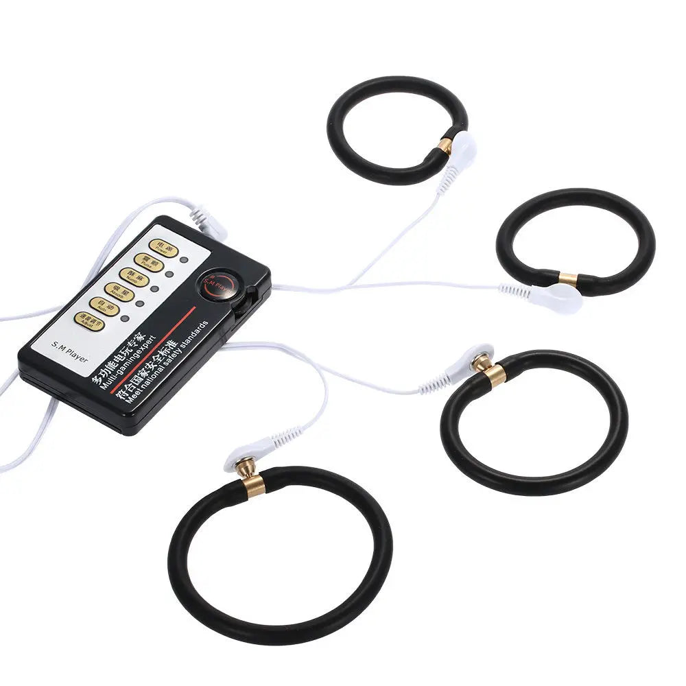 Manjoy Electro Shock Penis Ring Penis Stretcher Electrical Stimulation Physiotherapy Cock Rings Sex Tools for Male Masturbator