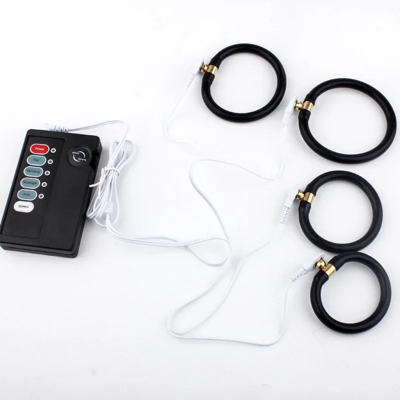 Manjoy Electro Shock Penis Ring Penis Stretcher Electrical Stimulation Physiotherapy Cock Rings Sex Tools for Male Masturbator