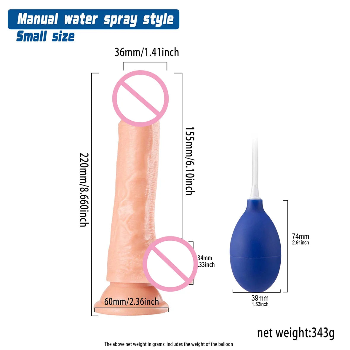 Manyjoy 22cm Realistic Spray Water Dildo with Suction Cup for Women Vagina Massager Masturbation Skin Feel Penis Lesbain Sex Toy