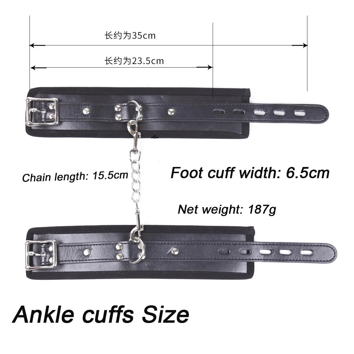 Manyjoy Adjustable Black PU Leather Handcuffs Wrist Ankle Cuffs Bondage Slave Body Restraints Adult Games Sex Toys for Women Men