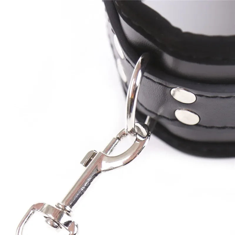 Manyjoy Adjustable Black PU Leather Handcuffs Wrist Ankle Cuffs Bondage Slave Body Restraints Adult Games Sex Toys for Women Men