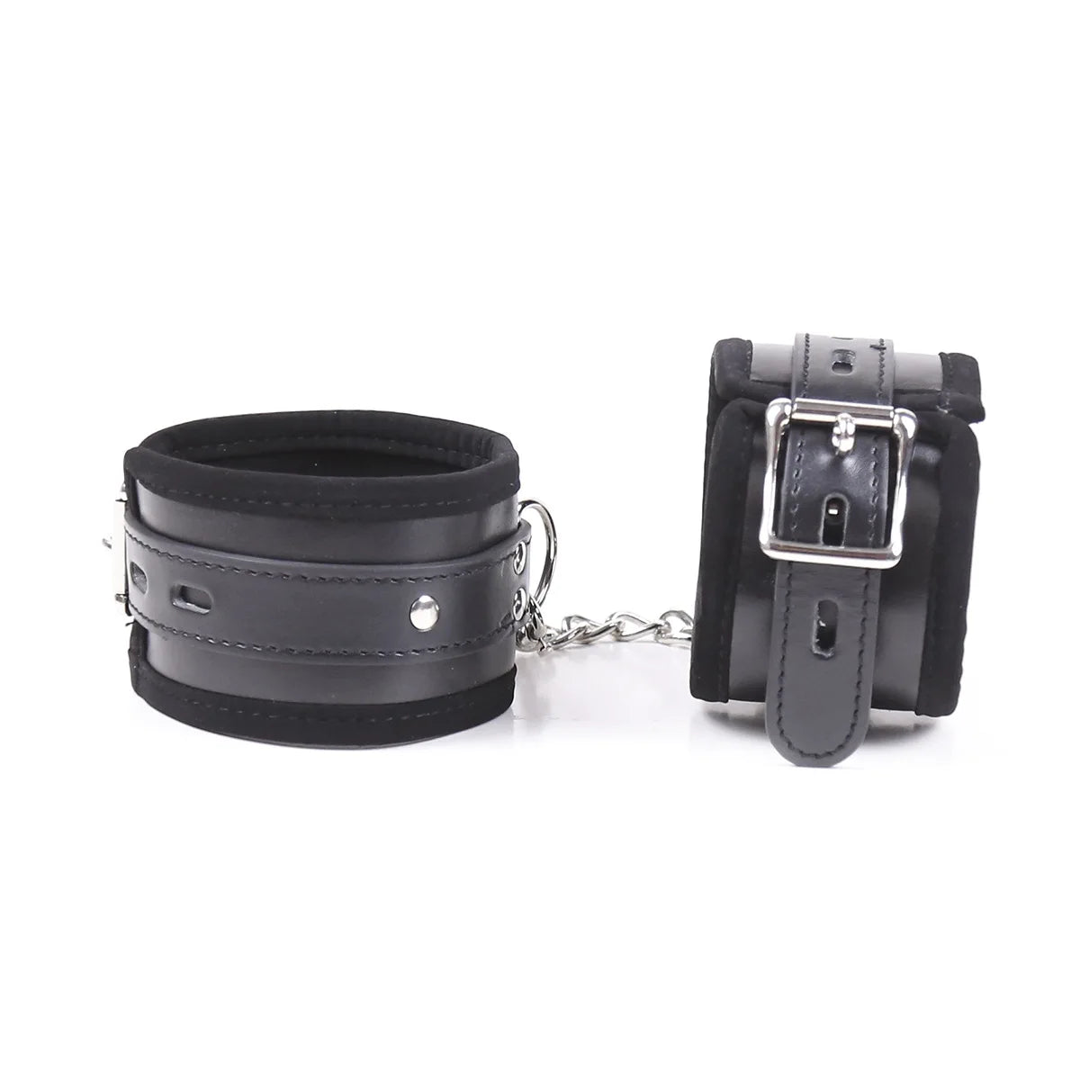 Manyjoy Adjustable Black PU Leather Handcuffs Wrist Ankle Cuffs Bondage Slave Body Restraints Adult Games Sex Toys for Women Men
