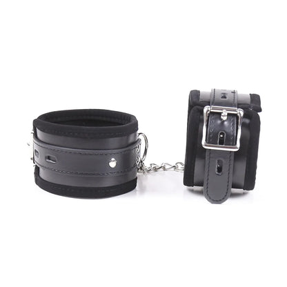 Manyjoy Adjustable Black PU Leather Handcuffs Wrist Ankle Cuffs Bondage Slave Body Restraints Adult Games Sex Toys for Women Men