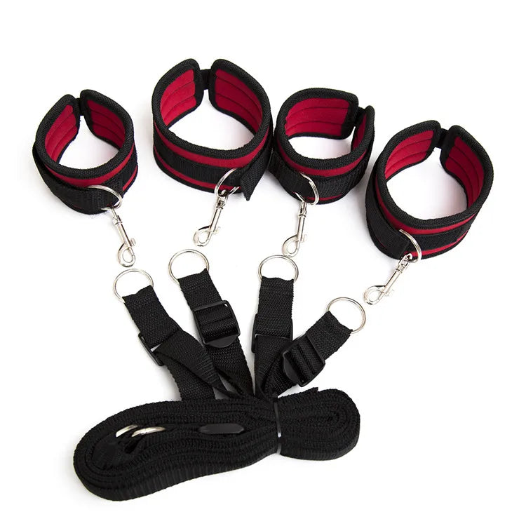 Manyjoy Bed Restraint Set BDSM Bondage Handcuffs & Ankle Cuffs Eye Mask Slave Open Leg Flirt Sex Toys for Women Couples Erotic