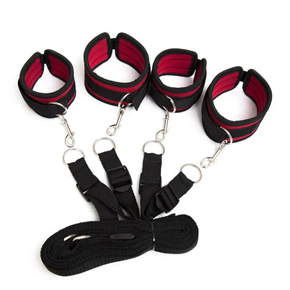 Manyjoy Bed Restraint Set BDSM Bondage Handcuffs & Ankle Cuffs Eye Mask Slave Open Leg Flirt Sex Toys for Women Couples Erotic