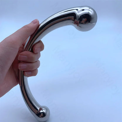 Manyjoy Heavy Stainless Steel Metal Double Ended Dildo Penis G Spot Wand Anal Butt Plug Massager G-Spot Sex Toy for Woman Hot