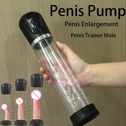 Manyjoy LCD Electric Penis Pump for Enlargement Man Vacuum Pump Penis Trainer Male Masturbators Cup Dick Pump Sex Toys for Men