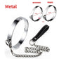 Manyjoy Metal Neck Collar Restraint Lockable Stainless Steel Slave RolePlay Bondage Neck Collar Leash Chain BDSM Toy for Couples