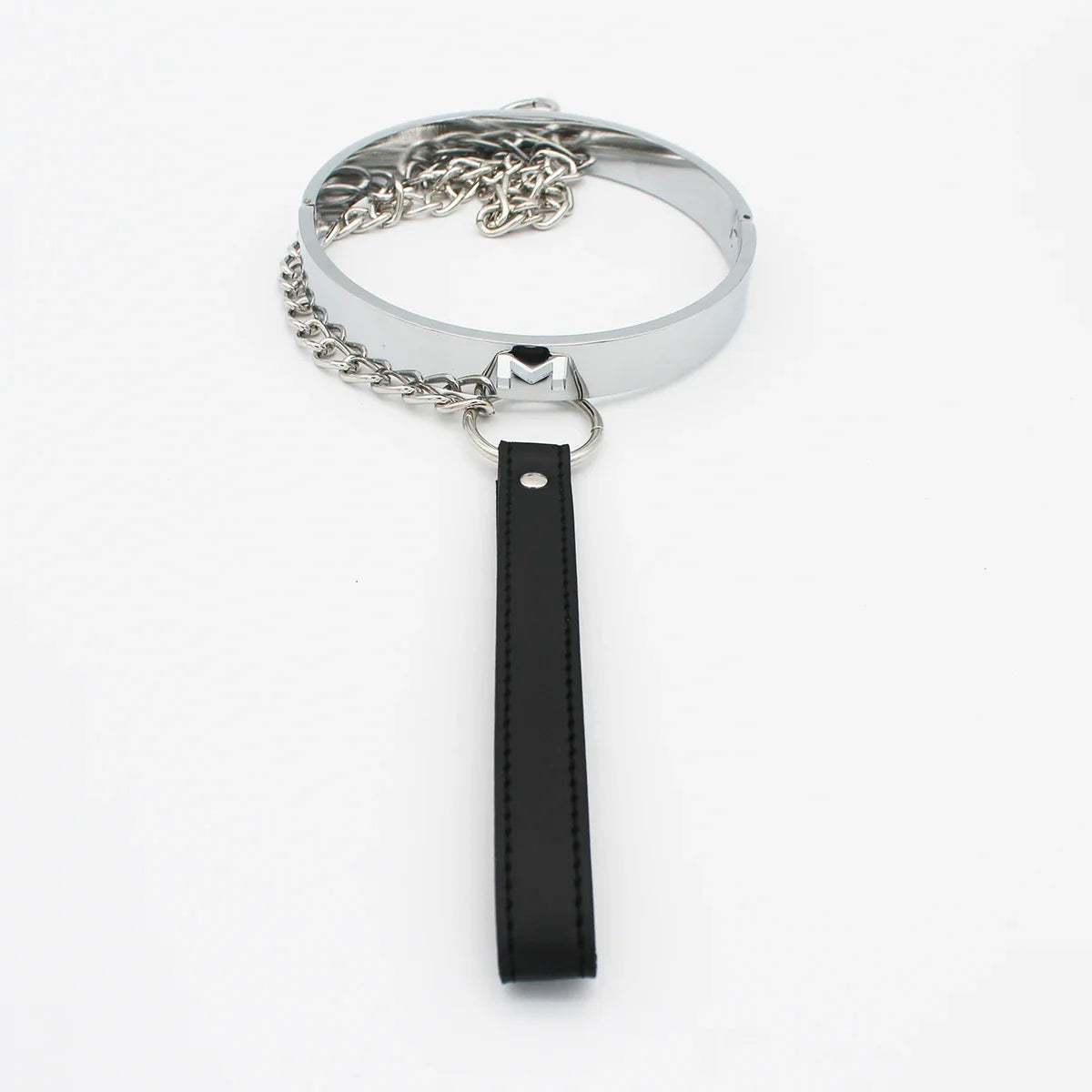 Manyjoy Metal Neck Collar Restraint Lockable Stainless Steel Slave RolePlay Bondage Neck Collar Leash Chain BDSM Toy for Couples