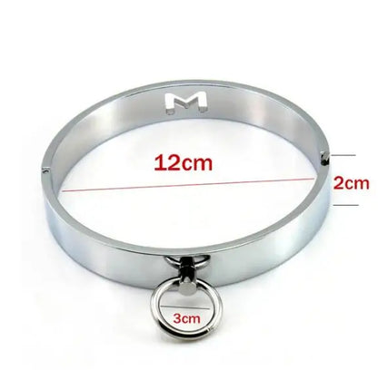 Manyjoy Metal Neck Collar Restraint Lockable Stainless Steel Slave RolePlay Bondage Neck Collar Leash Chain BDSM Toy for Couples