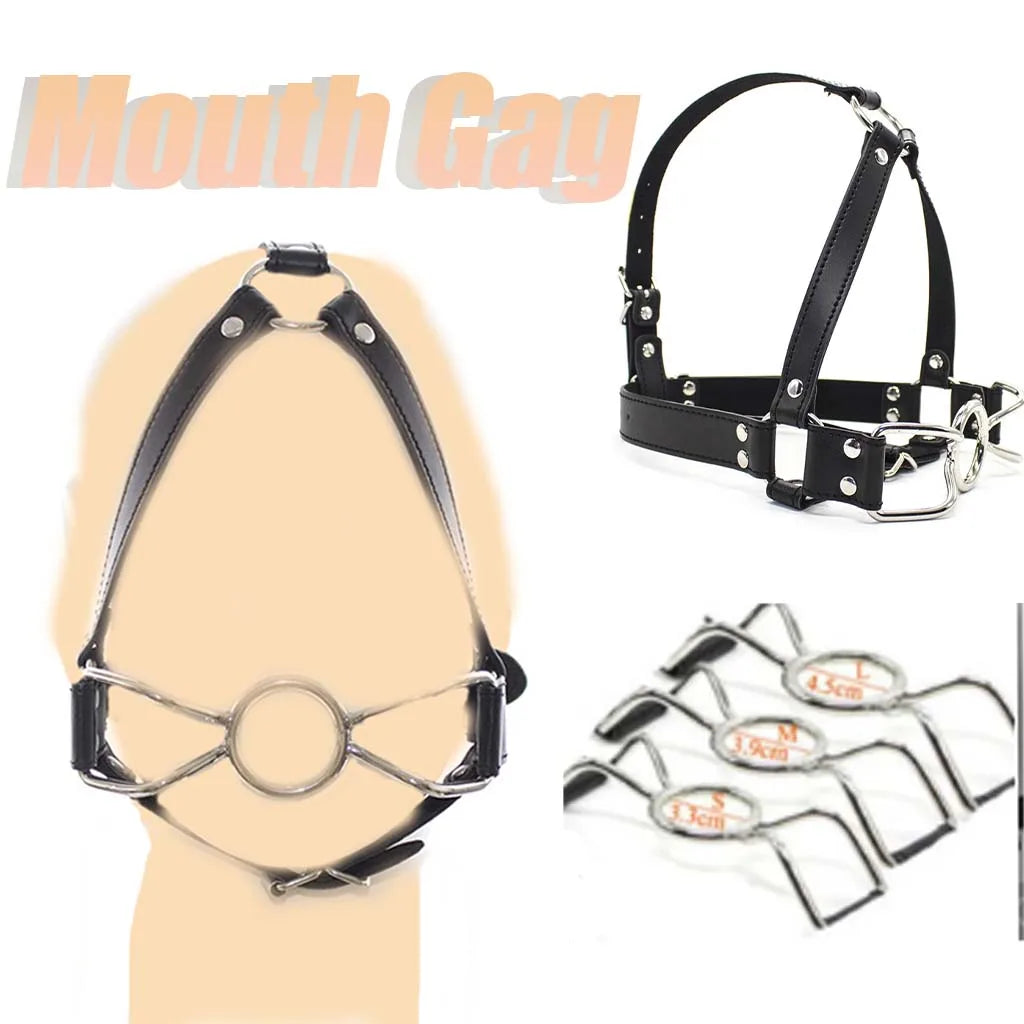 Manyjoy Mouth Gag Head Harness Restraints Tools Spider Shape Metal O Ring Mouth Gag Bondage Erotic Sex Toys Adult Games  BDSM