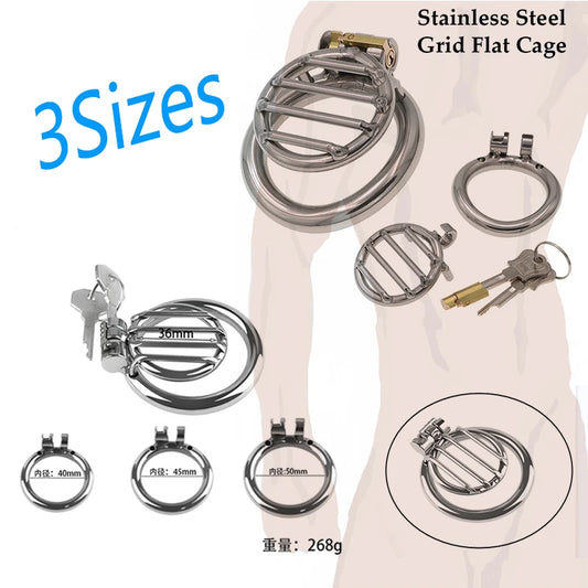 Manyjoy New 3 Sizes Stainless Steel Men Chastity Device Penis Lock Urethral Ring Cock Cage BDSM Sex Toy for Men Erotic Bondage