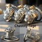 Manyjoy New Stainless Steel Animal Tiger Head Male Penis Cage Chastity Device Semen Lock Rings BDSM Erotic Sex Toys for Man Gay