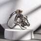 Manyjoy New Stainless Steel Animal Tiger Head Male Penis Cage Chastity Device Semen Lock Rings BDSM Erotic Sex Toys for Man Gay