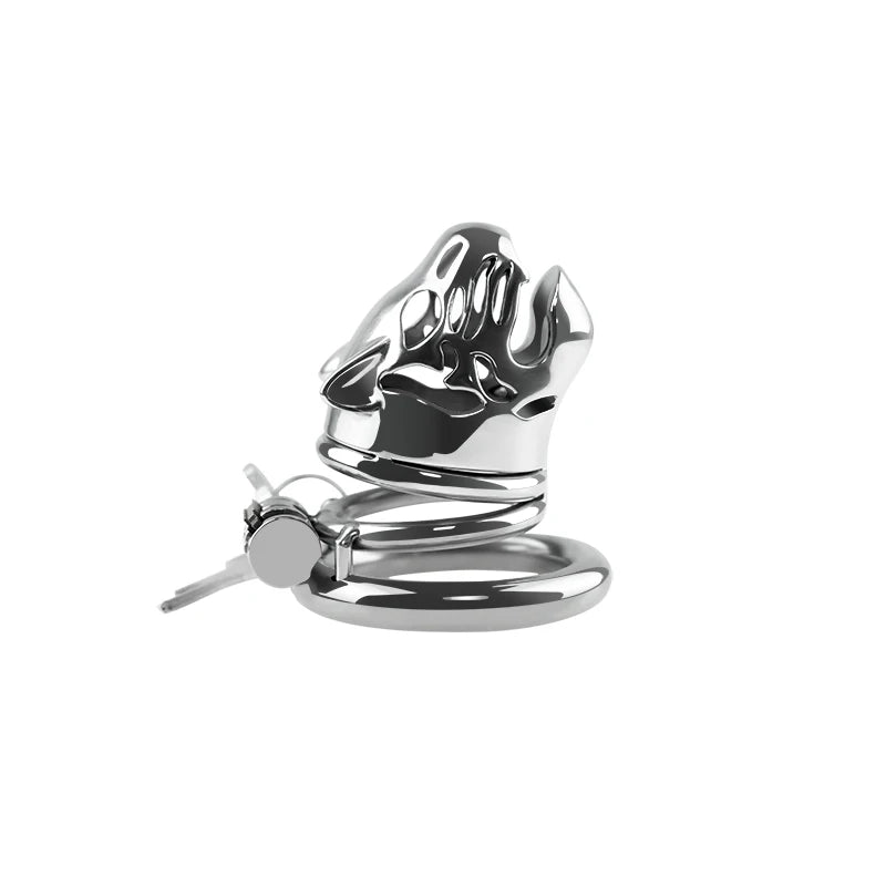 Manyjoy New Stainless Steel Animal Tiger Head Male Penis Cage Chastity Device Semen Lock Rings BDSM Erotic Sex Toys for Man Gay