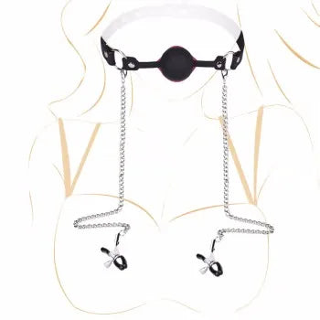 Manyjoy Nipple Clamps with Open Breathable Mouth Gag BDSM Bondage Sex Restraints Roleplay Adult Erotic Play for Couples