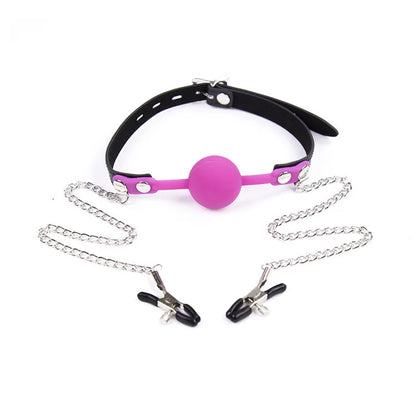 Manyjoy Nipple Clamps with Open Breathable Mouth Gag BDSM Bondage Sex Restraints Roleplay Adult Erotic Play for Couples