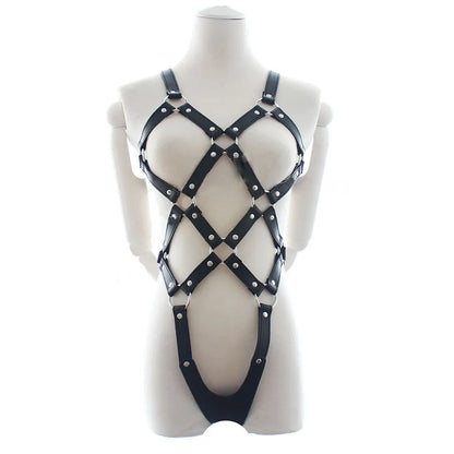 Manyjoy PU Leather Body Harness for Women  Slave Bondage Restraints Exposed Breast Chastity Belt Adult Games Sex Products