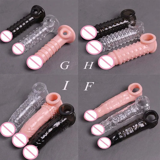 Manyjoy Realistic Penis Sleeve Big Penis Extender Condom BDSM Reusable Cock Extension Delay Ejaculation Dick Sex Toys for Men