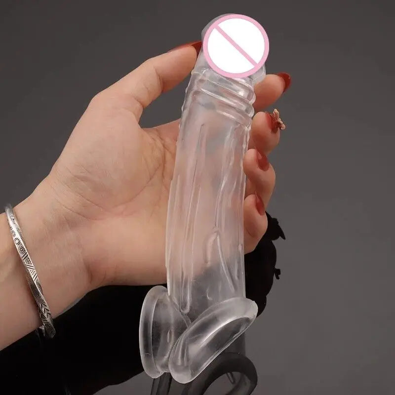 Manyjoy Silicone Realistic Penis Enlargement Sleeve Cock Ring Delay Ejaculation Reusable Condom Erotic Penis Sex Toys for Men