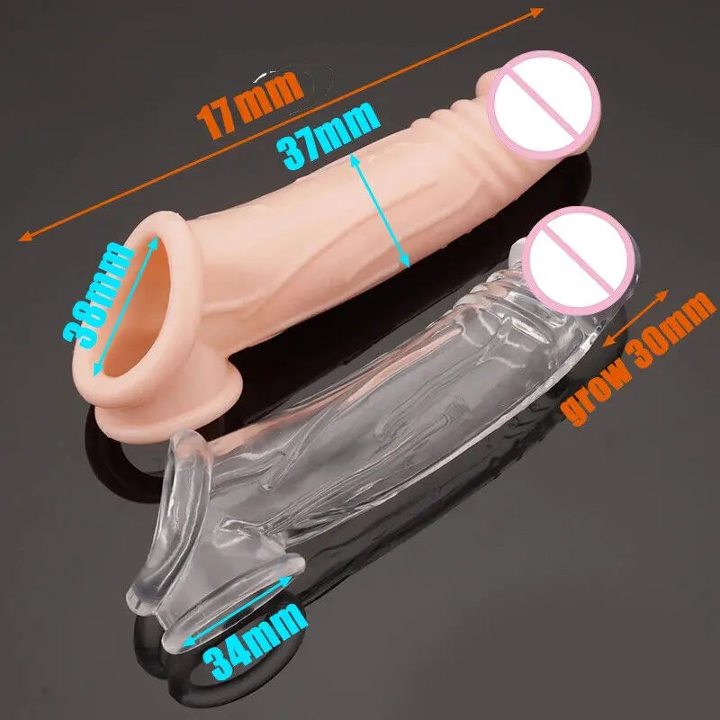 Manyjoy Silicone Realistic Penis Enlargement Sleeve Cock Ring Delay Ejaculation Reusable Condom Erotic Penis Sex Toys for Men