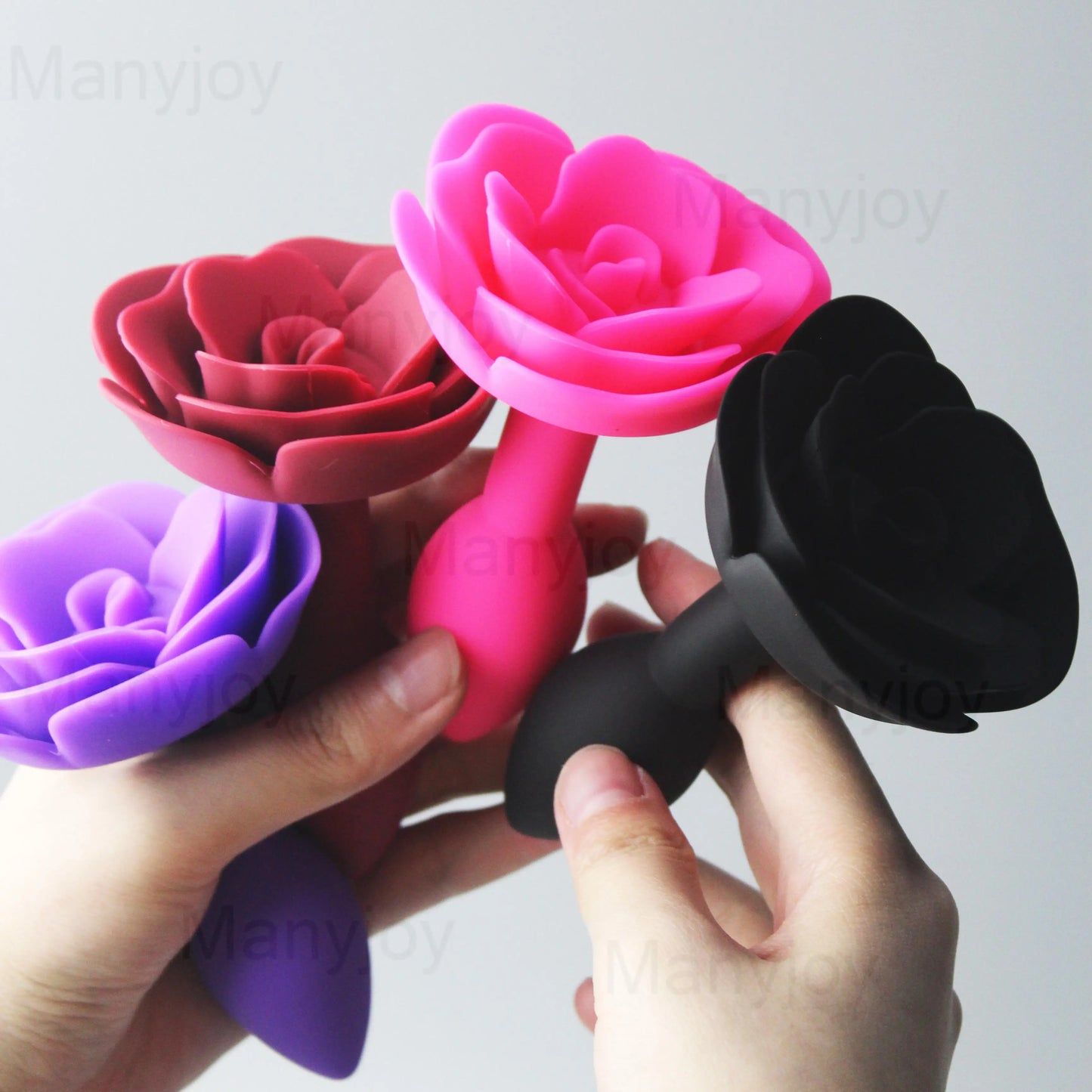 Manyjoy Soft Silicone Rose Shape Mouth Gag Oral Bondage Anal Butt Plugs Sex Toys for Adult Slave Flirting Rose Set Toys Cosplay