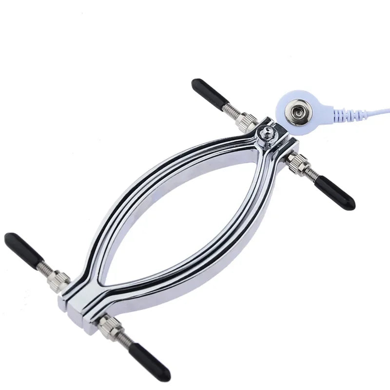 Manyjoy Stainless Steel Electric-Shock Bondage Vaginal Clip Stretch Adjustable Clamp G-spot Massage Stimulator Sex Toy for Women