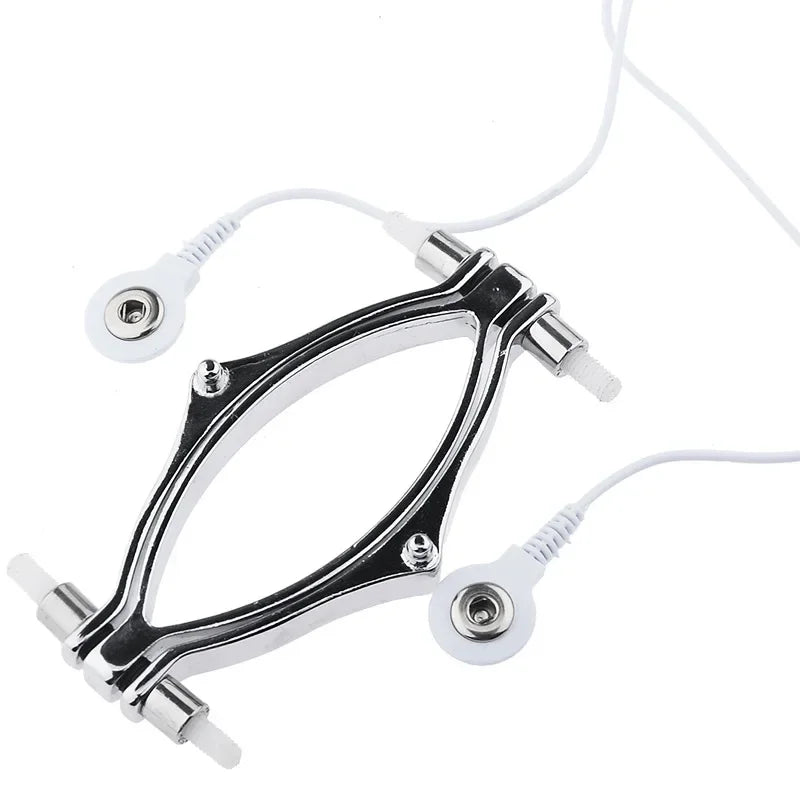 Manyjoy Stainless Steel Electric-Shock Bondage Vaginal Clip Stretch Adjustable Clamp G-spot Massage Stimulator Sex Toy for Women