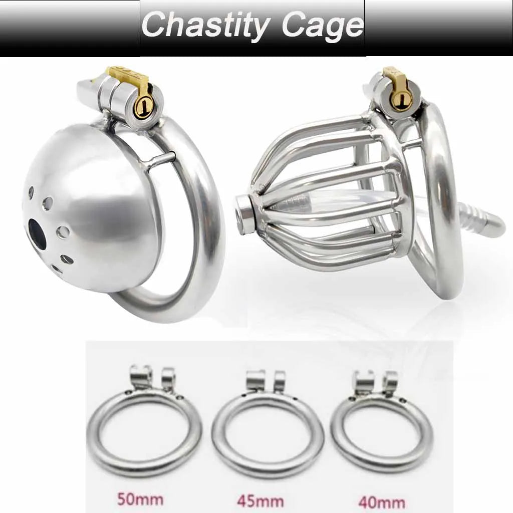 Manyjoy Stainless Steel Male Chastity Cage Device BDSM Cock Cage Penis Sleeve Bondage Lockable Ring Sex Toys for Man Adult Games