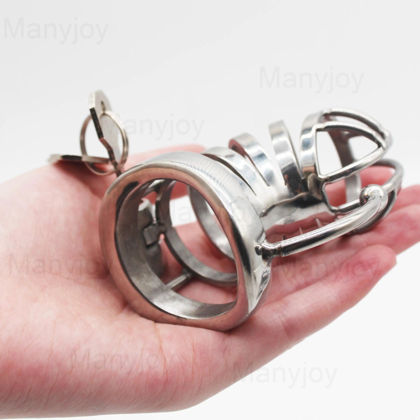 Manyjoy Stainless Steel Male Chastity Lock Device Hollow Breathable Cock Cage with Penis Spikes Ring  BDSM Sex Toys For Men 18+