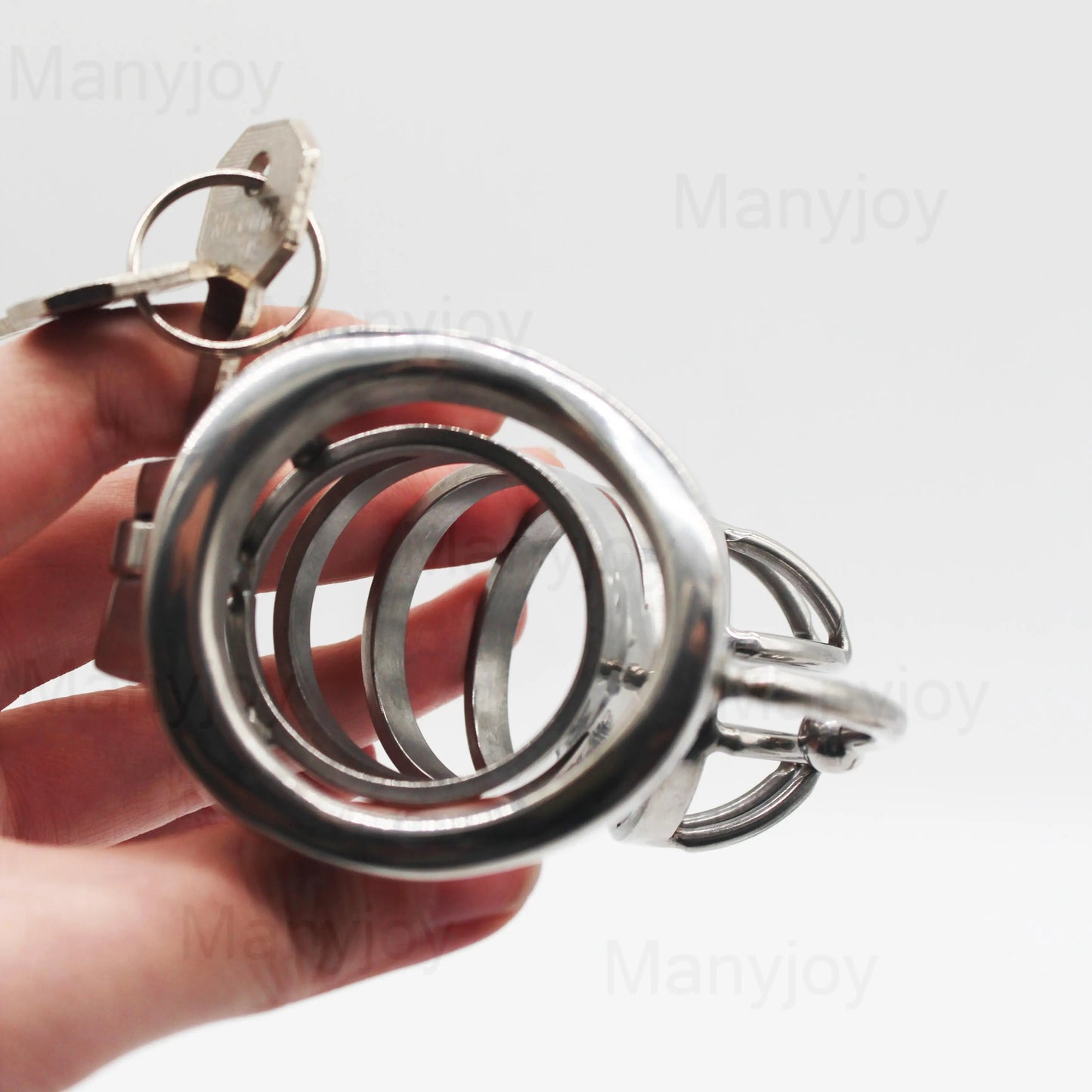 Manyjoy Stainless Steel Male Chastity Lock Device Hollow Breathable Cock Cage with Penis Spikes Ring  BDSM Sex Toys For Men 18+