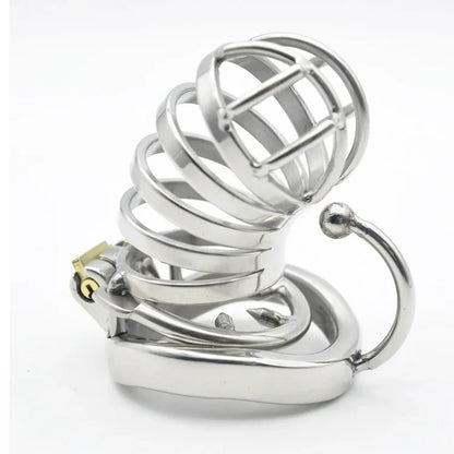 Manyjoy Stainless Steel Male Chastity Lock Device Hollow Breathable Cock Cage with Penis Spikes Ring  BDSM Sex Toys For Men 18+