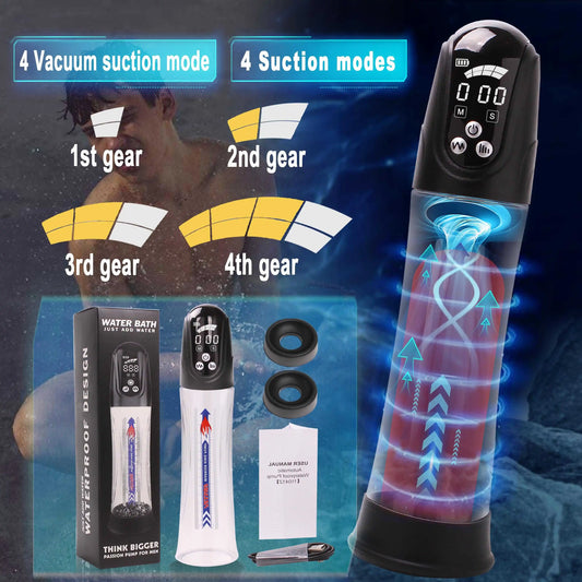 Manyjoy Waterproof Electric Vacuum Penis Pump Penis Extender Vacuum Pump Enlargement Sex Toys for Male Masturbation Adult Games