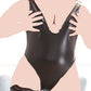 Manyjoy Women's Lacquer Leather Stocking with Lace for Women Sexy Tights Bodysuit Fashion Gloves Suit Sex Toys for Couple