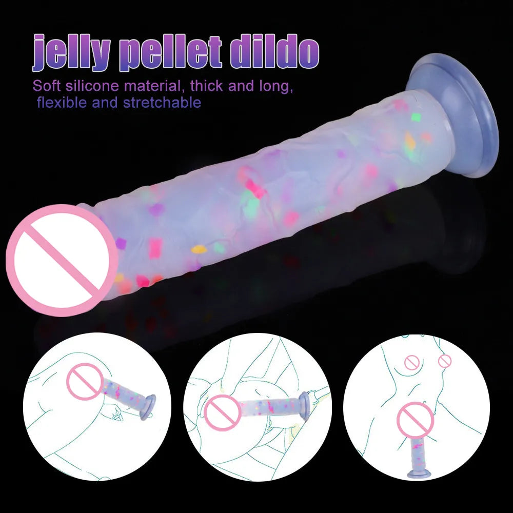 Medical Silicone Jelly Dildo Adult Toys Strapon Dildo Soft Artificial Dildos Realistic Colourful Huge Penis Sex Toys for Woman