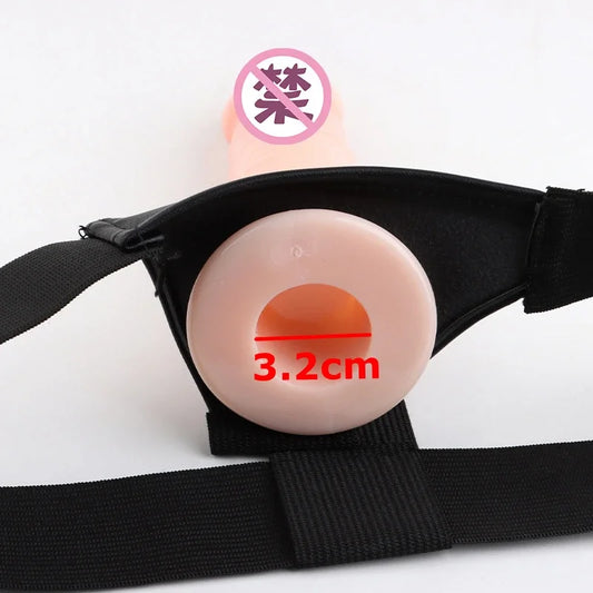 Men Strap On Dildo Panties Wearable Hollow Penis Lengthen Sleeve Strapon Dildo Pants Harness Belt for Man Sex Toys For Woman Gay