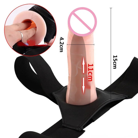 Men Strap On Dildo Panties Wearable Hollow Penis Lengthen Sleeve Strapon Dildo Pants Harness Belt for Man Sex Toys For Woman Gay