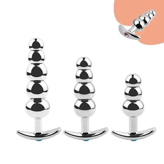 Metal Anal Beads Butt Plug Set Wearable Small Large Anal Plug G Spot Dildo Insert Vagina Extender Anus Sex Toy