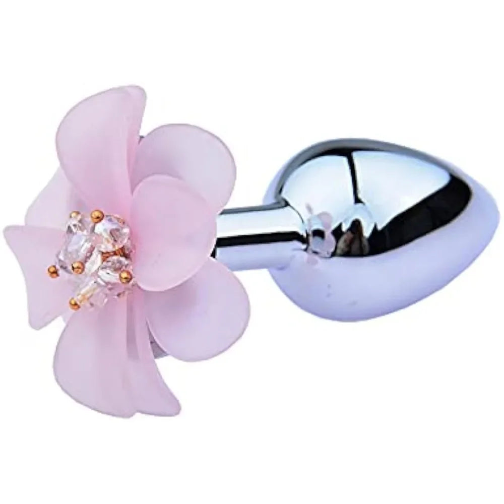 Metal Anal Plug Flower Base Butt Plug Simulated Large Petal Bud Stainless Steel Anal Plug Sex Toys for Couple Gay Adult Game