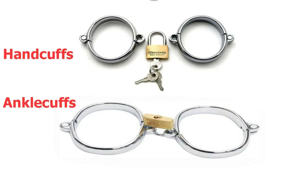 Metal Collar Handcuffs Anklecuffs Lockable Shackles BDSM Bondage Restraints Adult Roleplay Slave Toys Sex Game for Couples