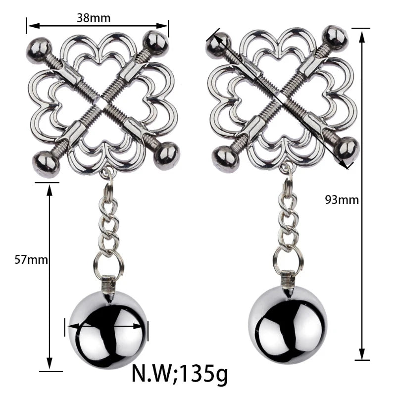 Metal Labia Clamps Breast Nipple Clips Weights Hanging Male Tease Sex Toys Bondage Accessories BDSM Nipple Massage Clamp Women