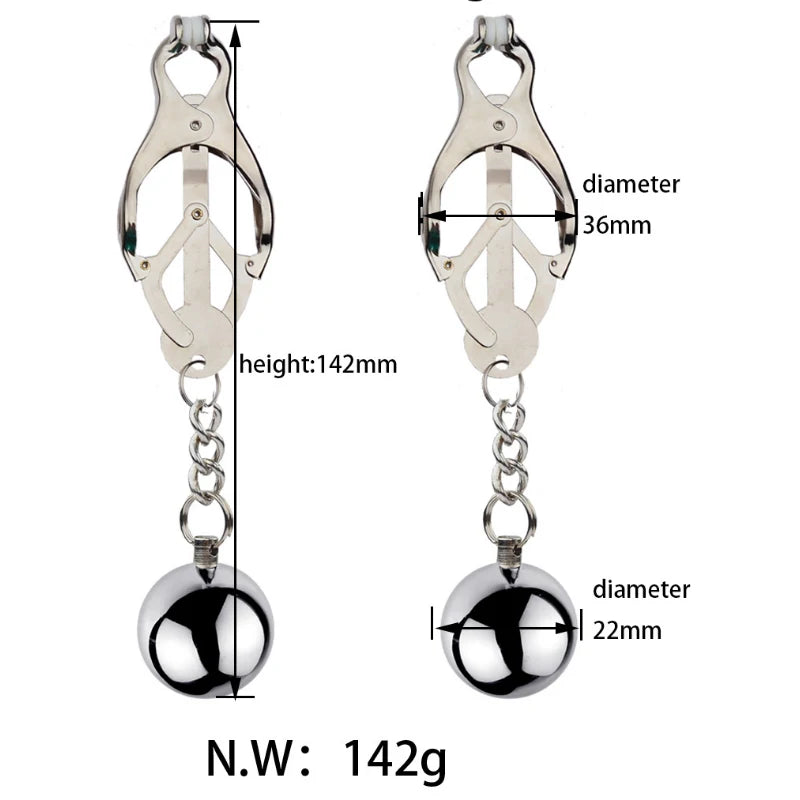 Metal Labia Clamps Breast Nipple Clips Weights Hanging Male Tease Sex Toys Bondage Accessories BDSM Nipple Massage Clamp Women