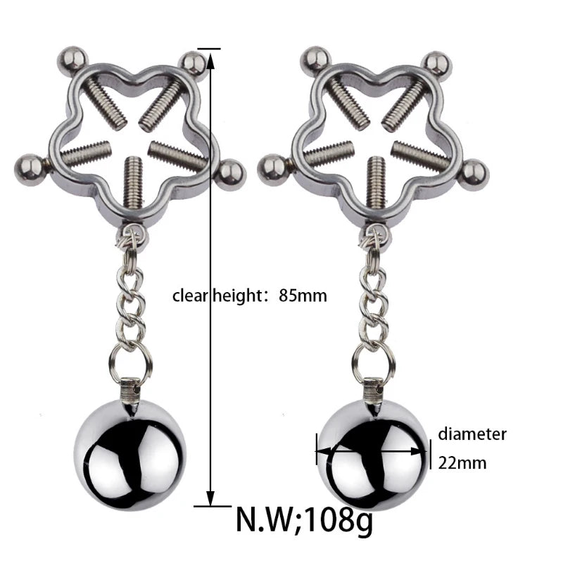 Metal Labia Clamps Breast Nipple Clips Weights Hanging Male Tease Sex Toys Bondage Accessories BDSM Nipple Massage Clamp Women