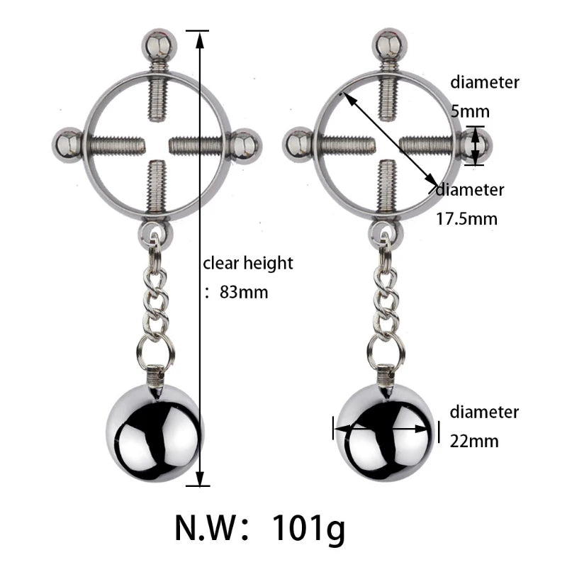 Metal Labia Clamps Breast Nipple Clips Weights Hanging Male Tease Sex Toys Bondage Accessories BDSM Nipple Massage Clamp Women