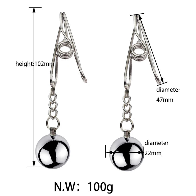 Metal Labia Clamps Breast Nipple Clips Weights Hanging Male Tease Sex Toys Bondage Accessories BDSM Nipple Massage Clamp Women