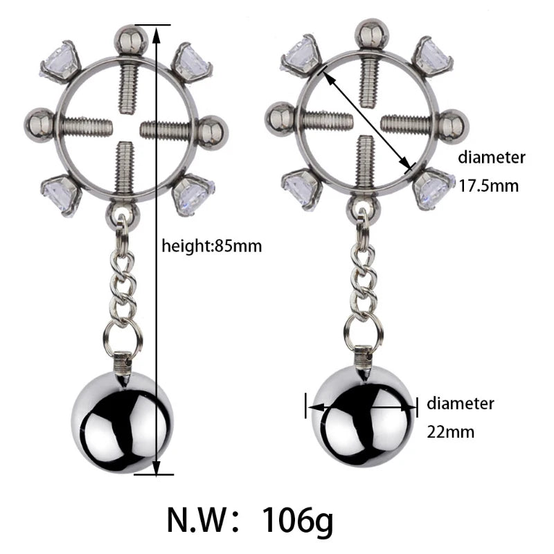 Metal Labia Clamps Breast Nipple Clips Weights Hanging Male Tease Sex Toys Bondage Accessories BDSM Nipple Massage Clamp Women