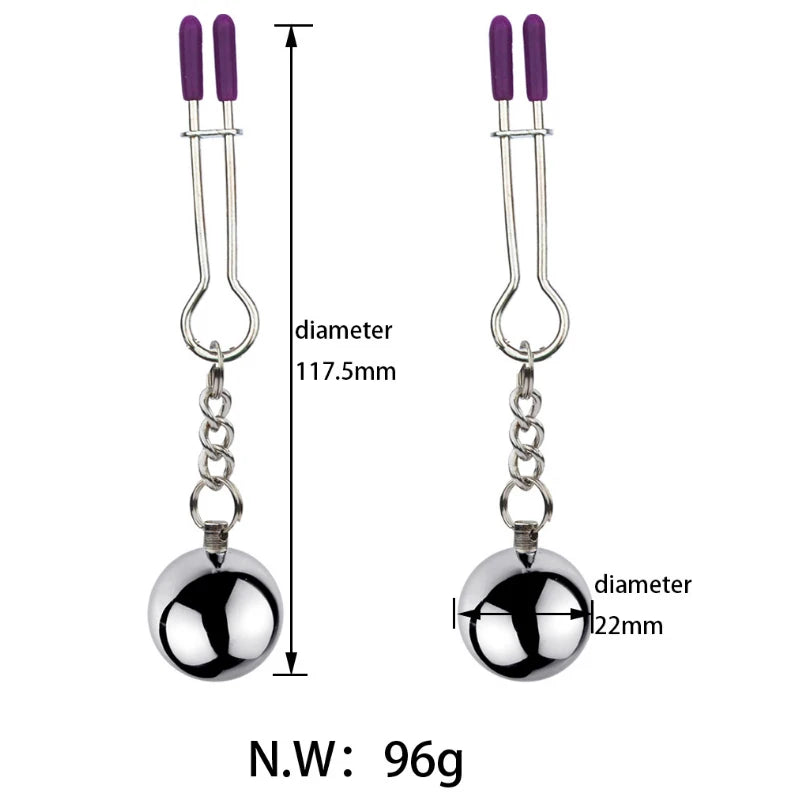 Metal Labia Clamps Breast Nipple Clips Weights Hanging Male Tease Sex Toys Bondage Accessories BDSM Nipple Massage Clamp Women