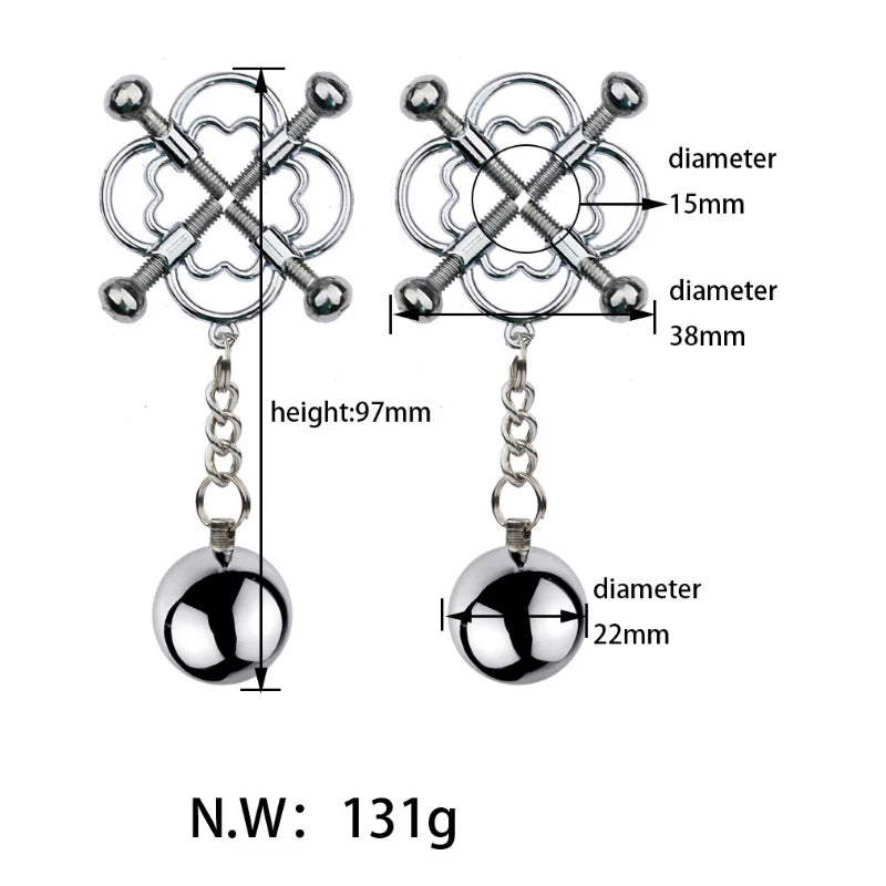 Metal Labia Clamps Breast Nipple Clips Weights Hanging Male Tease Sex Toys Bondage Accessories BDSM Nipple Massage Clamp Women