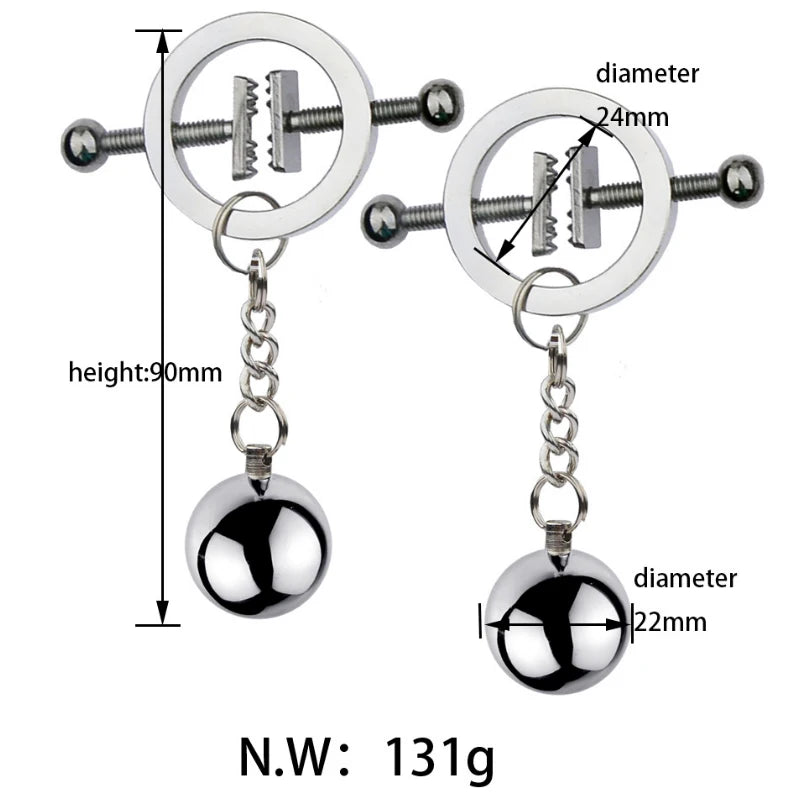 Metal Labia Clamps Breast Nipple Clips Weights Hanging Male Tease Sex Toys Bondage Accessories BDSM Nipple Massage Clamp Women