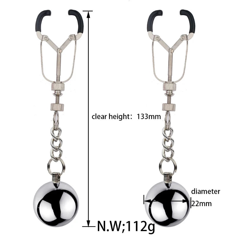 Metal Labia Clamps Breast Nipple Clips Weights Hanging Male Tease Sex Toys Bondage Accessories BDSM Nipple Massage Clamp Women